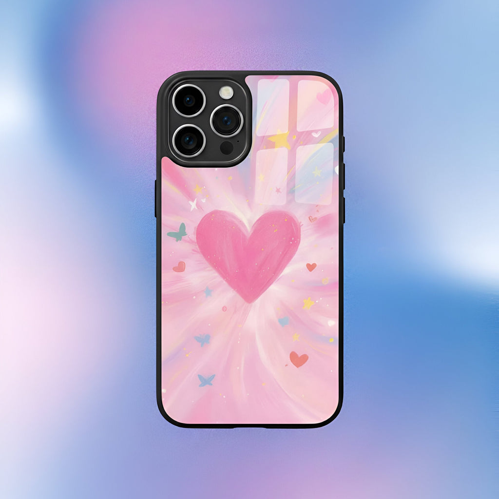 Pink heart Aesthetic Phone Case for iPhone & Android