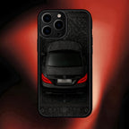 Phone case with a car design on a dark background