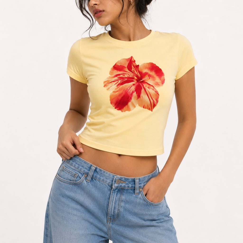 Flower Graphic - Baby Tee for women