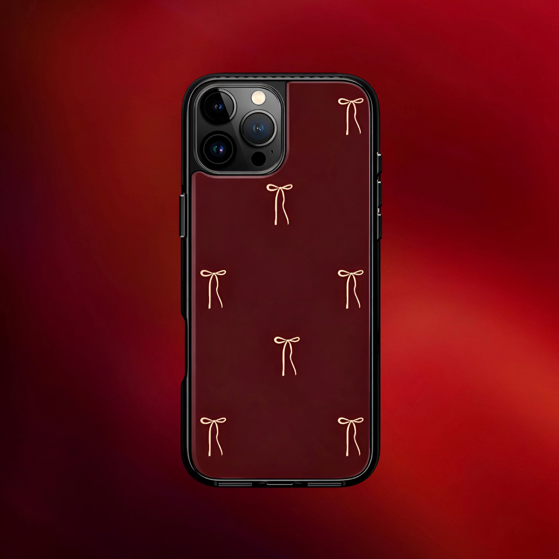 Cherry Red Bow Aesthetic Phone Case for iPhone & Android