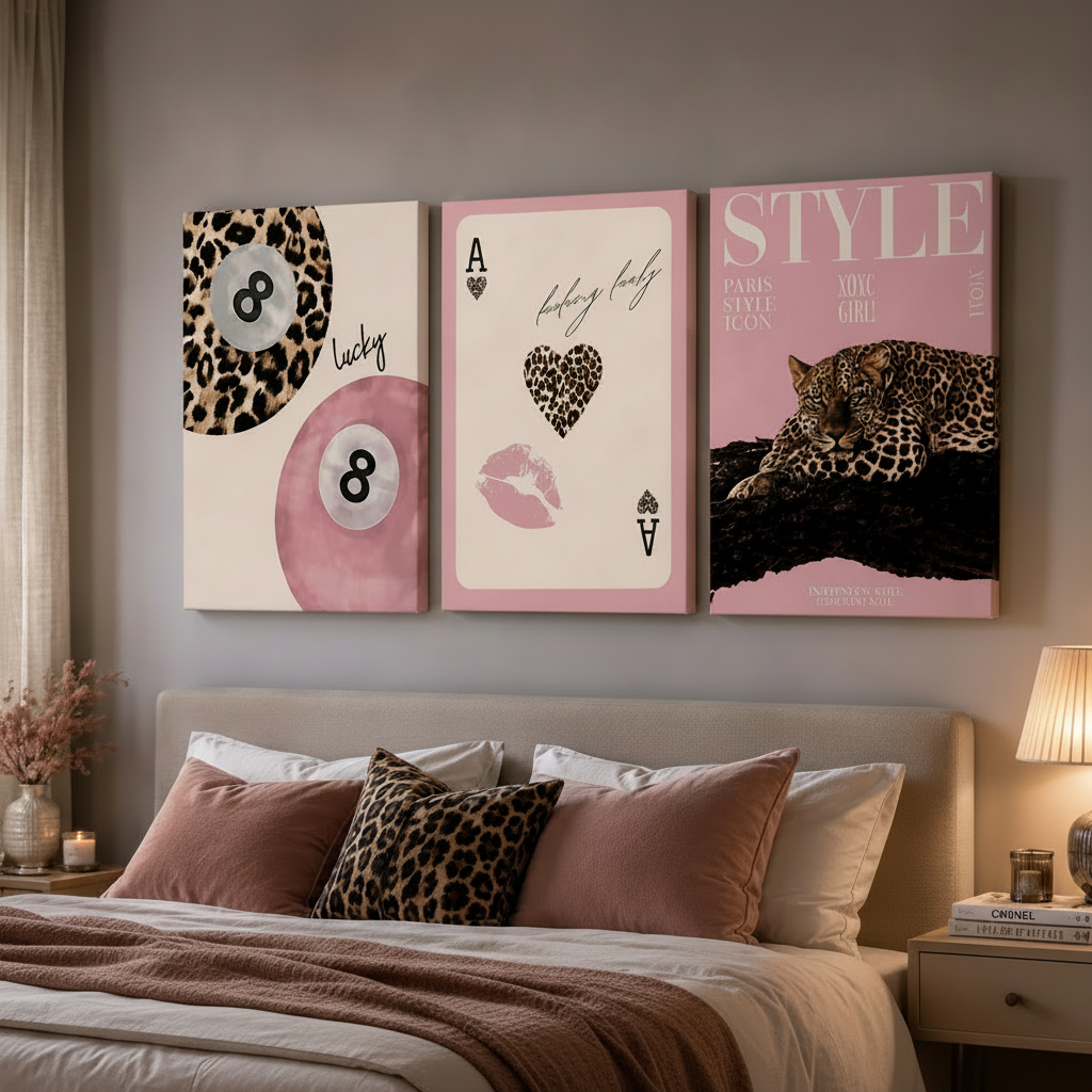 Leopard luxe Set of 3 canvas frames.