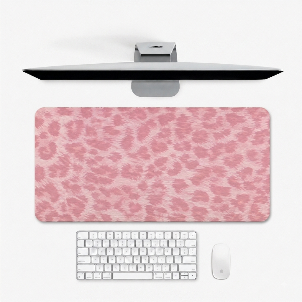 Pink leopard Desktop Mat