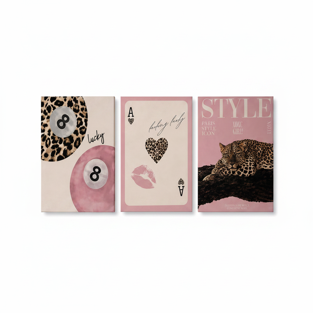 Leopard luxe Set of 3 canvas frames.