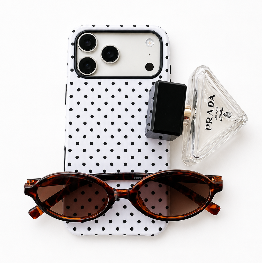 White polka dot (Armoured Case ) Aesthetic Phone Case for iPhone & samsung (Copy)