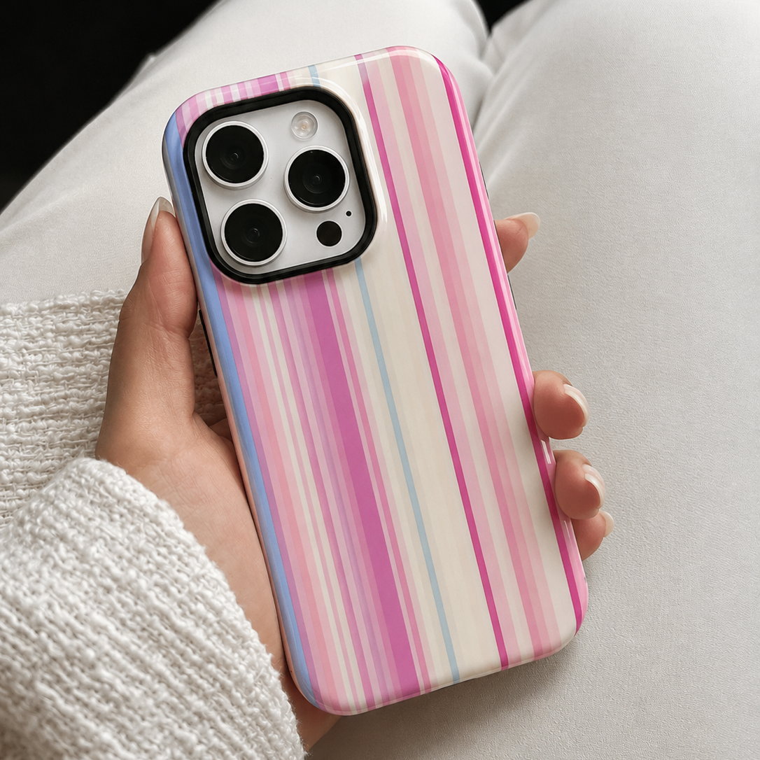Pink Stripe ( Armoured Case ) Aesthetic Phone Case for iPhone & samsung (Copy)