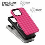Hot pink plaid ( Armoured Case ) Aesthetic Phone Case for iPhone & samsung (Copy)